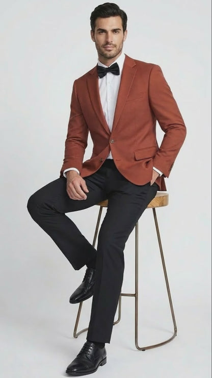 Men’s Brick Copper Rust Color  Blazer – Slim Fit Formal and Party Wear Jacket in Burnt Orange Sport Coat