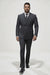 Mens Italian Wool Suit Color Charcoal Grey - Men's Designer Classic Fit Double Breasted Wool Pinstripe Charcoal Grey Suit