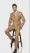 Mens Camel - Bronze - Goldish khaki Double-Breasted Suit – Luxury 2-Piece Formal Set with Gold Buttons and Peak Lapels by Rossi Man