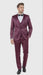 Mens Sateen Shiny Burgundy Slim Fit Tuxedo – Satin Shawl Lapel 3-Piece Suit