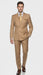 Mens Camel - Bronze - Goldish khaki Double-Breasted Suit – Luxury 2-Piece Formal Set with Gold Buttons and Peak Lapels by Rossi Man