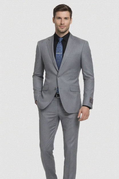 Carlo Lusso Medium Gray Two-button Poly Blend Suit Modern Fit