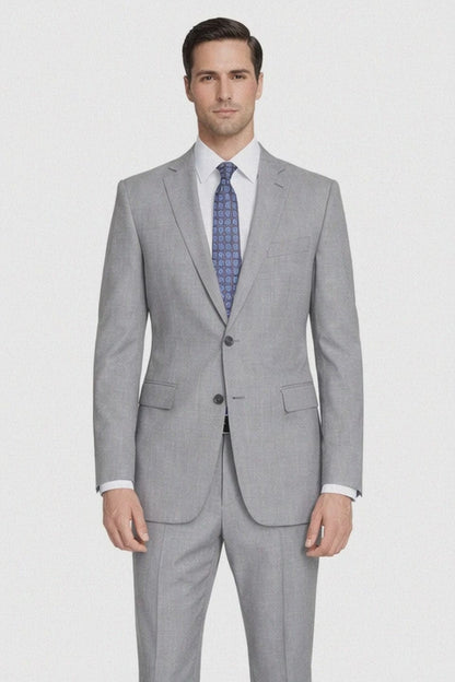 Tiglio Lt. Gray Two-button Wool Suit in Modern or Slim-Fit