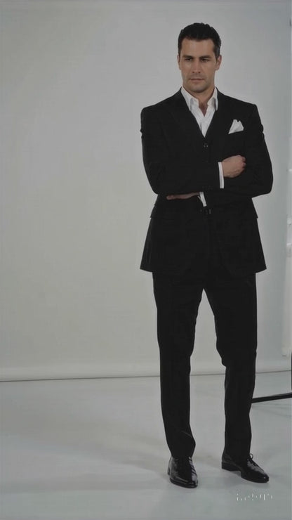 Vitali Suit Black One Chest Pocket Scarface Suit