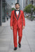 Red Shiny Tuxedo Vested Suit - Sateen Sharkskin Fabric Groom Suit