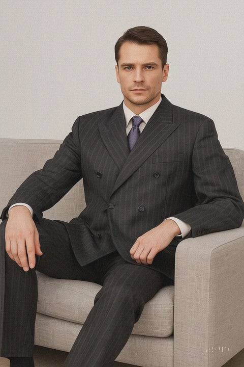  Charcoal Pinstripe Double Breasted Suits