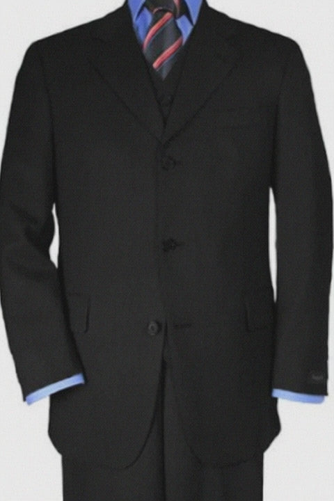 Black Suit - Three Button Vested Suit 