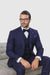 Peak Lapel Double Breasted Vest Classic Fit 3 Piece Wide Leg, Pure Suit & Vest  Saphire - Indigo -   Cobalt Blue