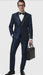 Men’s Light Navy Blue Satin Tuxedo with Black Shawl Lapel and Three-Piece Design in Spahire Blue Color