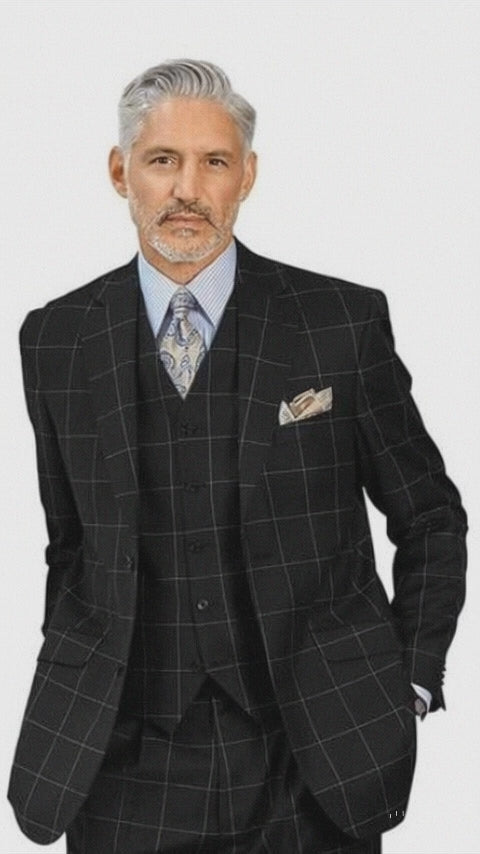 Black Windowpane Suit