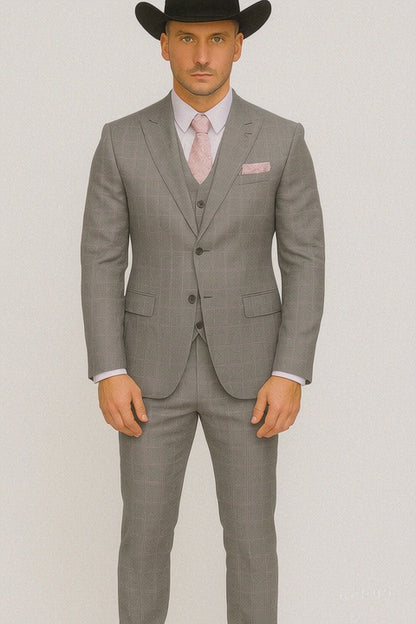 Grey and Pink Suits Including Shirt and Tie Modern Fit