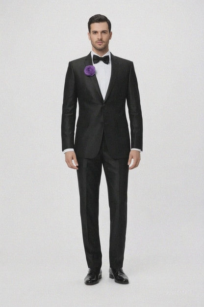 Men's Black Shiny Two Piece Slim Fitted Suits Oxford Men's Sharkskin Suit