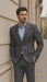 Men'S Gray Slim Fit 2 Button Suit Blazer