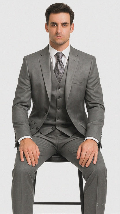 Vitali Brand Suits - Men's Gray 2 Button Vested Suit