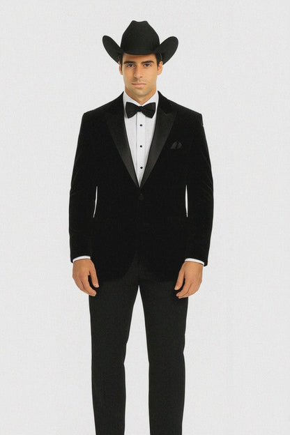 Western Suit - Trajes Para Hombres - Cowboy Formal Attire - Trajes De Novio - Black Matte Shawl Lapel