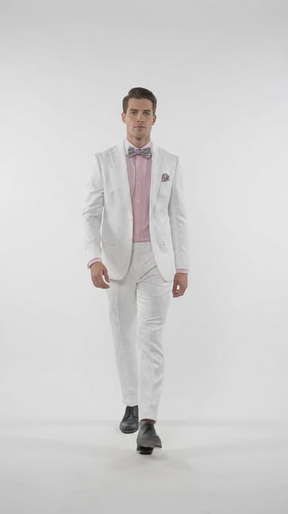 Men’s White Paisley Floral Suit – 2-Piece Wedding, Prom & Party Jacket and Pants