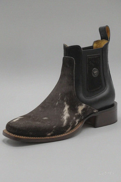 Cowhide Short Cowboy Boots by Hooch Boots