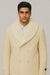 Men’s Cream Double-Breasted Peacoat Overcoat with Faux Fur Shawl Collar – Alberto Nardoni Wool Collection
