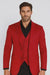 Velvet Paisley Blazer - Comes With Free Vest and Pants - Slim Fit - Red