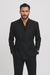 Tiglio Rosso Suit  - Classic Fit Athletic Cut 100% Wool Super 150s Italian Fabric Peak Lapel in Color Dark Black