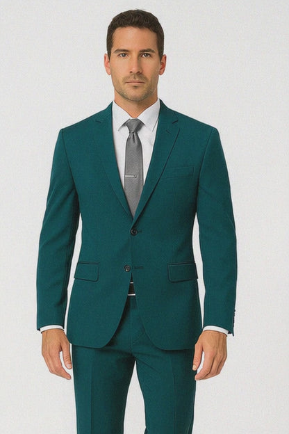 Men's 2 Button Super Slim Fit Teal Blue ~  Business Suits Clearance Sale Jacket & pants