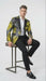 Men’s Yellow Tuxedo Black and Gold Floral Pattern Blazer | Formal Jacket - Prom Dinner Jacket + Black Pants + Bowtie