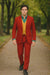 Men's Red Suit With Orange Vest Joker Custom