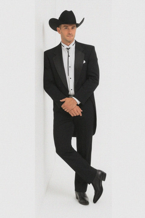 Mens Classic Western Cowboy Tail Tuxedo in Black