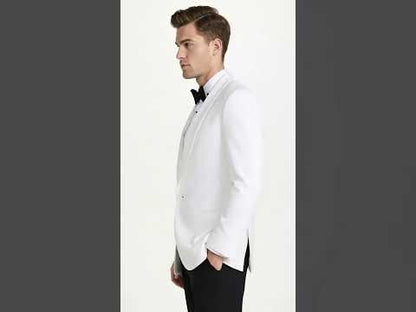 Snow White Dinner Jacket 100% Poly -  Blazer Jacket For Men Online1 Button Shawl Collar
