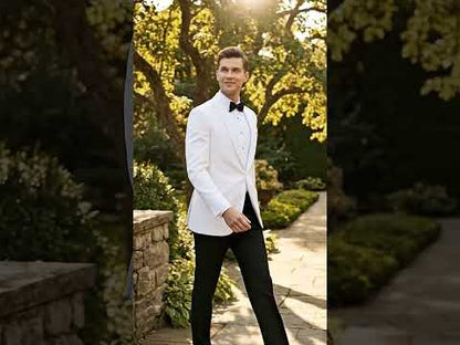 Snow White Dinner Jacket 100% Poly -  Blazer Jacket For Men Online1 Button Shawl Collar
