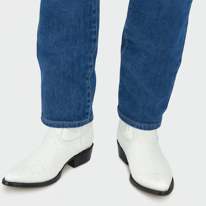 Print Ostrich Boots White