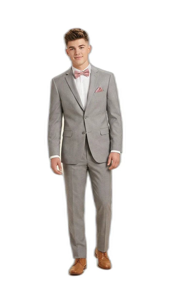The Soft Boy - Light Grey Suit + Pink Bow Tie