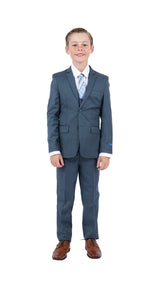 Perry Ellis Boys' Sharkskin 5-Piece Suit - Mid Navy