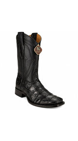 King Exotic Pirarucu Wide Square Boots- Black