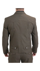 Men's Brown Western Suit 2-Piece - Cowboy Suit with Western Yoke & Pearl Snaps