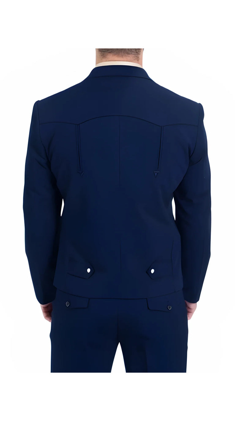 Men's Navy Western Suit 2-Piece - Cowboy Suit with Western Yoke & Pearl Snaps