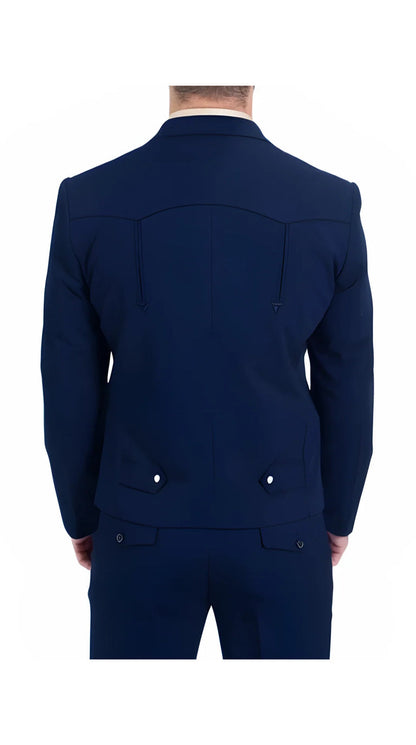 Men's Navy Western Suit 2-Piece - Cowboy Suit with Western Yoke & Pearl Snaps