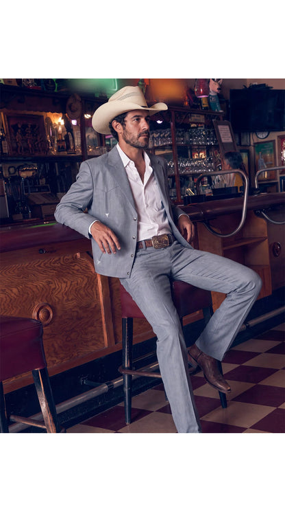 Men's Grey Western Suit – Classic 2-Piece Tailored Jacket & Trousers Set