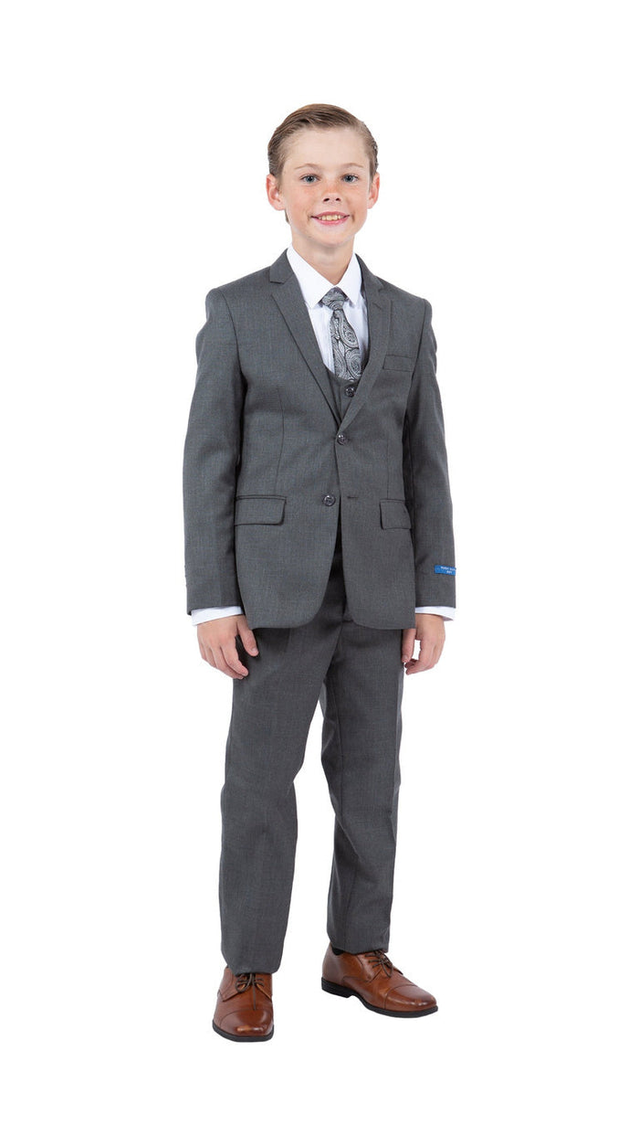 Perry Ellis Boy's Sharkskin 5-Piece Suit - Aluminium Grey