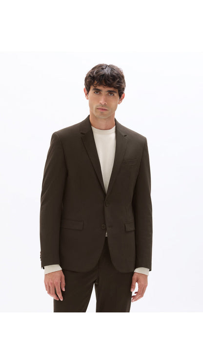 Slim Bi-Stretch Suit Jacket - Brown