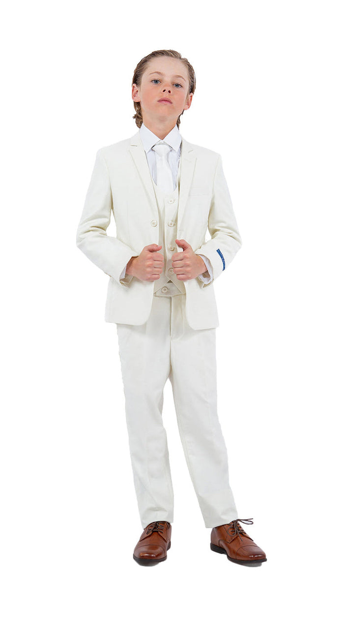 Perry Ellis Boy's 5-Piece Solid Suit - Off White