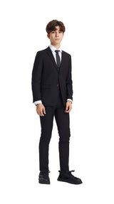 Stacy Adams Boy's 5-Piece Solid Suit - Black