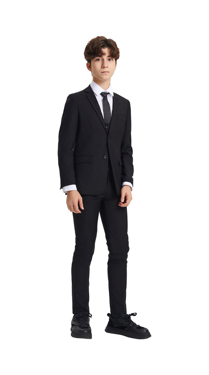 Stacy Adams Boy's 5-Piece Solid Suit - Black