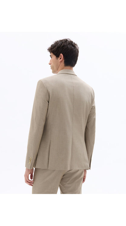 Slim Fit Bi-Stretch Suit Jacket - Dark Beige