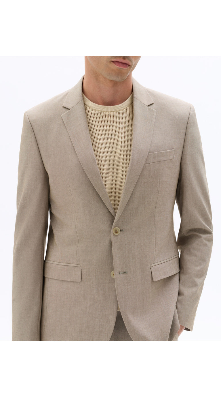 Slim Fit Bi-Stretch Suit Jacket - Dark Beige