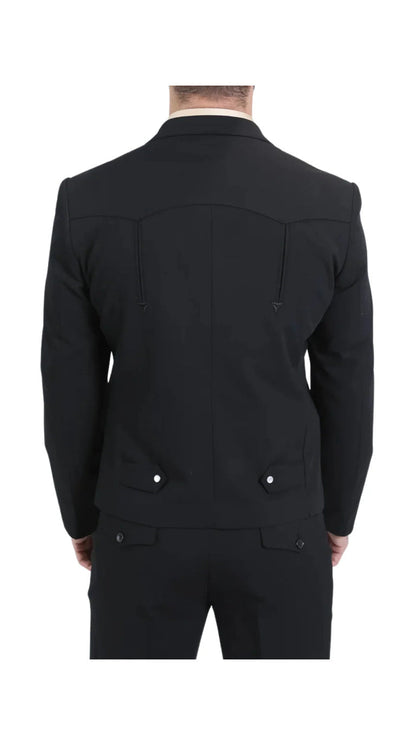 Men's Black Western Suit 2-Piece - Cowboy Suit with Western Yoke & Pearl Snaps