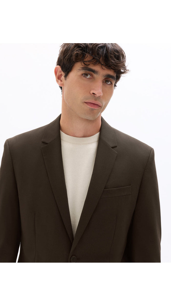Slim Bi-Stretch Suit Jacket - Brown