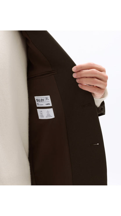 Slim Bi-Stretch Suit Jacket - Brown