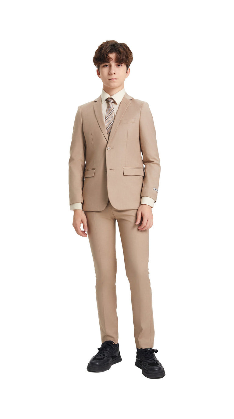 Stacy Adams Boy's 5-Piece Solid Suit - Mid Tan