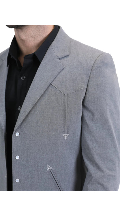 Men's Grey Western Suit – Classic 2-Piece Tailored Jacket & Trousers Set